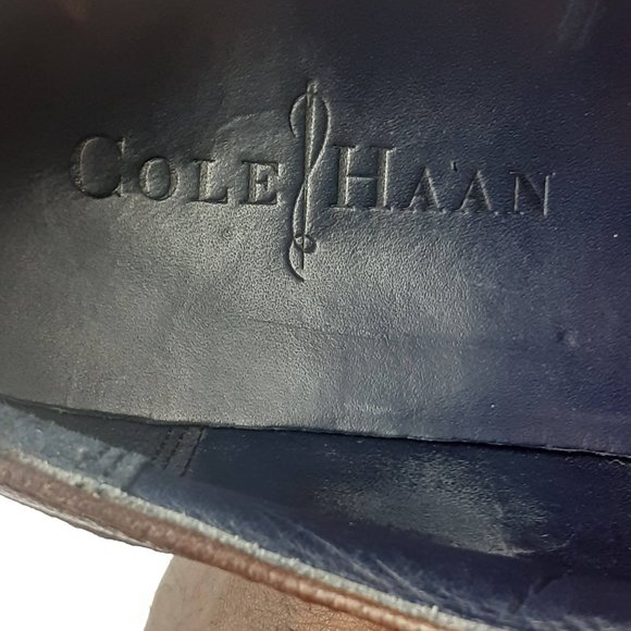 Cole Haan Cognac real LEATHER wingtip Lace up Oxfords dress shoe 8us Men=w9.5us - Picture 5 of 5